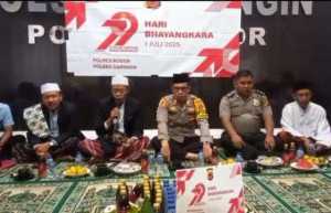 Syukuran dan Doa Bersama Dalam Rangka Hut-Bhayangkara Ke-79, dan kenaikan Pangkat, Polsek Caringin Gelar Santunan Anak Yatim.