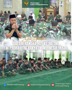 Kodim 0418/Palembang Gelar Doa Bersama Sambut HUT TNI ke-80