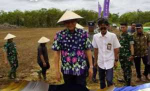 Siap Wujudkan Indonesia Swasembada Pangan, Bupati Lanosin Tanam Padi Perdana Program Cetak Sawah