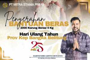 PT MSP Bantu 2.000 Karung Beras untuk HUT Babel, Harwendro: Siap Bersama Bangun Babel