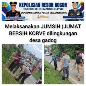 Bhabinkamtibmas Desa Gadog Giat Jumat bersih dan korve sekitaran desa gadog bersama Warga dan  Berikan Himbauan Kamtibmas