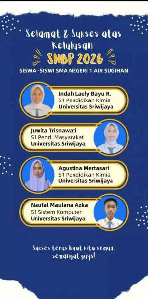 Kepala SMAN 1 Air Sugihan Ucapkan Selamat Kepada Empat Siswa Lulus SNBP 2026