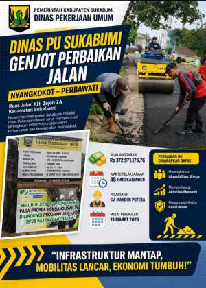 Dinas PU Sukabumi Genjot Perbaikan Jalan Nyangkokot–Perbawati, Anggaran Rp372 Juta Dikebut 45 Hari