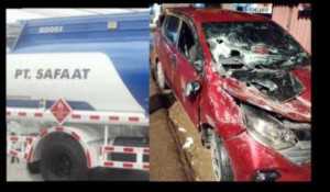 Mobil Tangki PT Safaat Tabrak Mobil Travel di Putaran Pertamina, Korban Keluhkan Belum Ada Tanggung Jawab Resmi