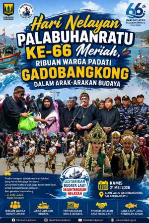 Hari Nelayan Palabuhanratu ke-66 Meriah, Ribuan Warga Padati Gadobangkong dalam Arak-arakan Budaya
