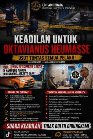 LBH Adhibrata Desak Polsek Cengkareng Usut Tuntas Dugaan Pembunuhan Oktavianus Heumasse 