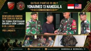 Gencarkan Komsos dan Edukasi Hukum, Satgas Pamtas Yonarmed 13/Nanggala Terima Penyerahan Sukarela ±1 Kg Sisik Trenggiling dari Warga Perbatasan
