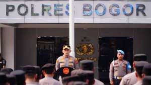 Polres Bogor Gelar Apel Kesiapsiagaan Pengamanan Penyekatan Jelang Dua Tahun Pemerintahan Prabowo-Gibran