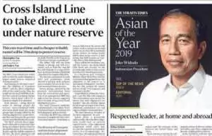 The Straits Times Singapura Pilih Presiden Jokowi Sebagai ‘Asian of the Year 2019’