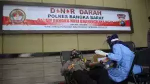 50 Personil Polres Bangka Barat Pastikan Pendonor Darah Bebas Covid-19