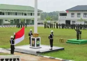 Korem 045/Garuda Jaya Gelar Upacara Bendera Bulanan