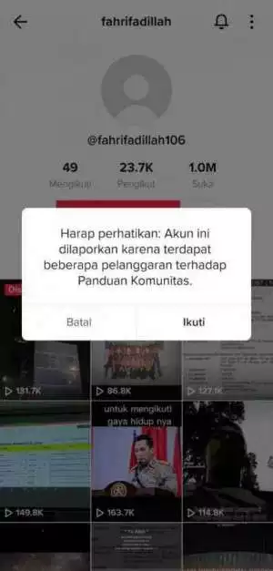 Gagal Calon Bintara, Tiktok Fahri F Dapat Notifikasi