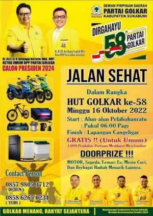 Ribuan Masyarakat Memeriahkan HUT Ke-58 Partai Golkar Di Kabupaten Sukabumi
