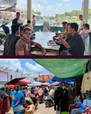 Pasar Tulung selapan ramai pengunjung dari pesisir pantai