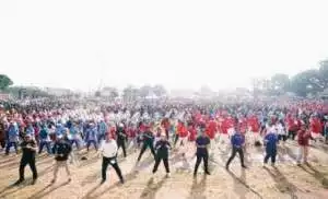 HAORNAS 2023, Ribuan Masyarakat Senam dan Bersepeda Bersama Bupati OKU Timur