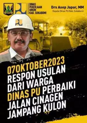 Dinas Pekerjaan Umum (DPU) Kabupaten Sukabumi melakukan perbaikan Jalan Kabupaten ruas Cinagen-Simpangdago, tepatnya di wilayah Desa Bojonggenteng, Kecamatan Jampangkulon