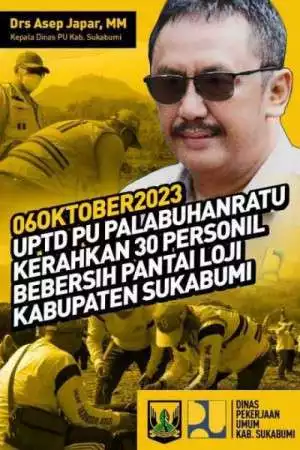 UPTD PU Palabuhanratu Kerahkan 30 Personil Bebersih Pantai Loji Kabupaten Sukabumi