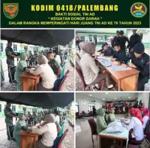 SAMBUT HARI JUANG KARTIKA KE-78, 250 PERSONIL TNI-POLRI LAKUKAN DONOR DARAH