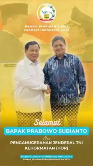 Ucapkan Selamat, FIS: Prabowo Bukan Satu-satunya yang Pernah Mendapat Pangkat Jenderal Kehormatan