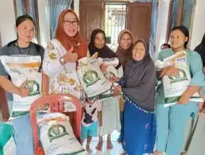 Pemdes Hujan Mas Abung Barat salurkan beras ke warga penerima