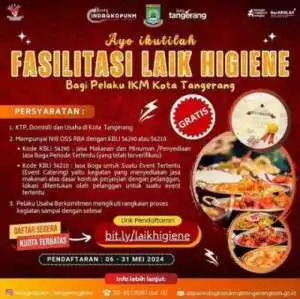 Gratis, Disperindagkop UKM Kota Tangerang Buka pendaftaran Fasilitasi Laik Higiene 