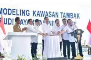 Presiden Jokowi resmikan model kawasan tambak budi daya ikan Nila Salin di Karawang
