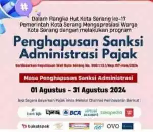  Sambut HUT Kota Serang, Bapenda Kota Serang Hapus Sanksi Administratif Pajak selama Agustus 
