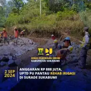 Anggaran Rp. 888 Juta UPTD PU Pantau Rehab Irigasi Di Surade Sukabumi