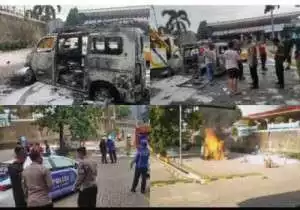 Polsek Gunung Putri Bersama Instansi Terkait Cek TKP Adanya Kebakaran 1 Unit KENDARAAN Ambulance Grand Max Di Rest Area KM21 Desa Bojong Nangka Kecamatan Gunung Putri Kabupaten Bogor