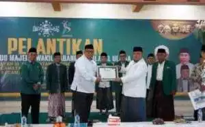 Pelantikan Pengurus MWCNU Bupati Sukabumi, Marwan Hamami NU Sumbangsih Pemikirannya Luar biasa Untuk Negara