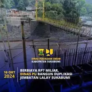 Dinas PU Kab. Sukabumi Membangun Duplikasi Jembatan Lalay Warungkiara Kab. Sukabumi Dengan Anggaran 7 Miliar
