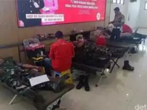 Untuk Peringati Hari Jadi Humas Polri ke-73, Polres Bogor Gelar Donor Darah.