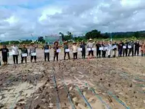 Dandim 1016/Palangka Ikuti Tanam Bersama Program Optimalisasi lahan (OPLA) Kementerian Pertanian Tahun 2024 Di Kecamatan Tewah.