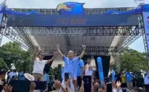 Warga Bogor Antusias Padati Sirkuit Sentul, Sekitar Ribuan Relawan Ikuti Kampanye Pasangan Rudy-Jaro Ade.