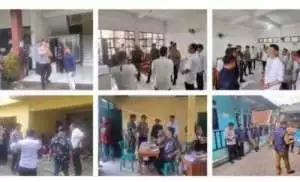 Polsek Caringin Bersama Muspika Lakukan Giat Cooling Sistem Peninjauan Pemungutan Suara di TPS Wilayah Kecamatan Caringin Kabupaten Bogor Aman Kondusif.