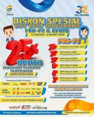 PBB-P2 dan BPHTB dalam Sepesial HUT Kota Tangerang, Kembali Hadir memberikan Diskon 