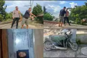 Polsek Gunung Putri Cek TKP Kecelakaan Kereta Api di Perlintasan Tanpa Palang Pintu.