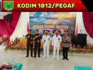 Dandim 1812/pegaf Hadiri Serah Terima Jabatan Bupati dan Wakil Bupati Periode 2025-2030