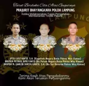 Saat Gerebek Judi Sabung Ayam, 3 Anggota Gugur, Polda Lampung Berduka.