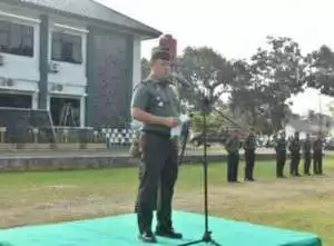 Kodim 0418/Palembang Gelar Upacara Korp Raport Kenaikan Pangkat Perwira,Bintara Dan Tamtama