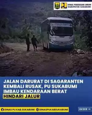 Jalan Darurat Ciguyang–Jampangkulon Kembali Disorot, Bus Damri Terkendala Akibat Jalan Licin