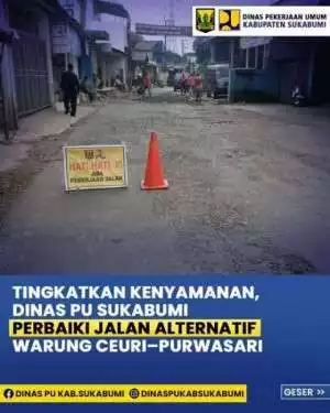 Dinas PU Sukabumi Lakukan Pemeliharaan Jalan Warung Ceuri–Purwasari Sepanjang 3,3 Kilometer