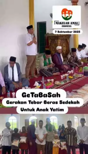 Makelar Amal Indonesia Tebar Berkah, Santuni 20 Anak Yatim di Masjid Al-Barokah Sako