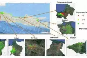 Sejumlah kota besar di pulau Jawa alami penurunan tanah serius