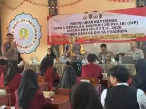 Giat Kunjungan Penyuluhan dari Siswa Sekolah Inspektur Polisi (SIP) Agkatan 55 T.A 2026 Resimen Desaka Dhira Pradhipa (DDP) di sekolah SMK PGRI Salabintana Kota Sukabumi