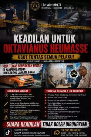 LBH Adhibrata Desak Polsek Cengkareng Usut Tuntas Dugaan Pembunuhan Oktavianus Heumasse 