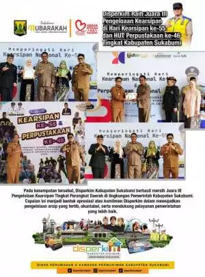 Disperkim Kabupaten Sukabumi Raih Juara III Pengelolaan Kearsipan Tingkat Perangkat Daerah