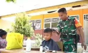 Babinsa di Luwu Utara cukur gratis 20 orang sehari karena hobi