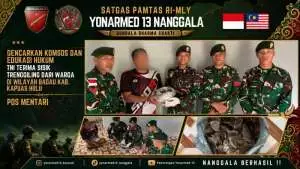 Gencarkan Komsos dan Edukasi Hukum, Satgas Pamtas Yonarmed 13/Nanggala Terima Penyerahan Sukarela 1,1 Kg Sisik Trenggiling dari Warga Perbatasan
