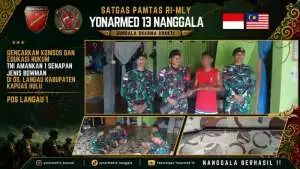 Gencarkan Komsos dan Edukasi Hukum, Satgas Pamtas Yonarmed 13/Nanggala Terima Penyerahan Sukarela 1 Pucuk Senjata Api Rakitan dari Warga Perbatasan